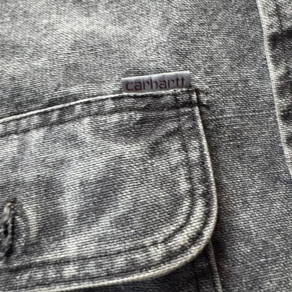 Vintage Men's Carhartt Rugged Outdoor Wear Gray Denim Acid Wash Shirt Large - Picture 5 of 5